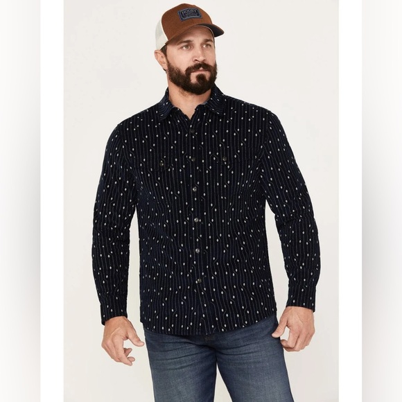 Pendleton Men’s Corduroy Long Sleeve Navy Blue Western Snap Shirt - Size Large - Picture 1 of 15